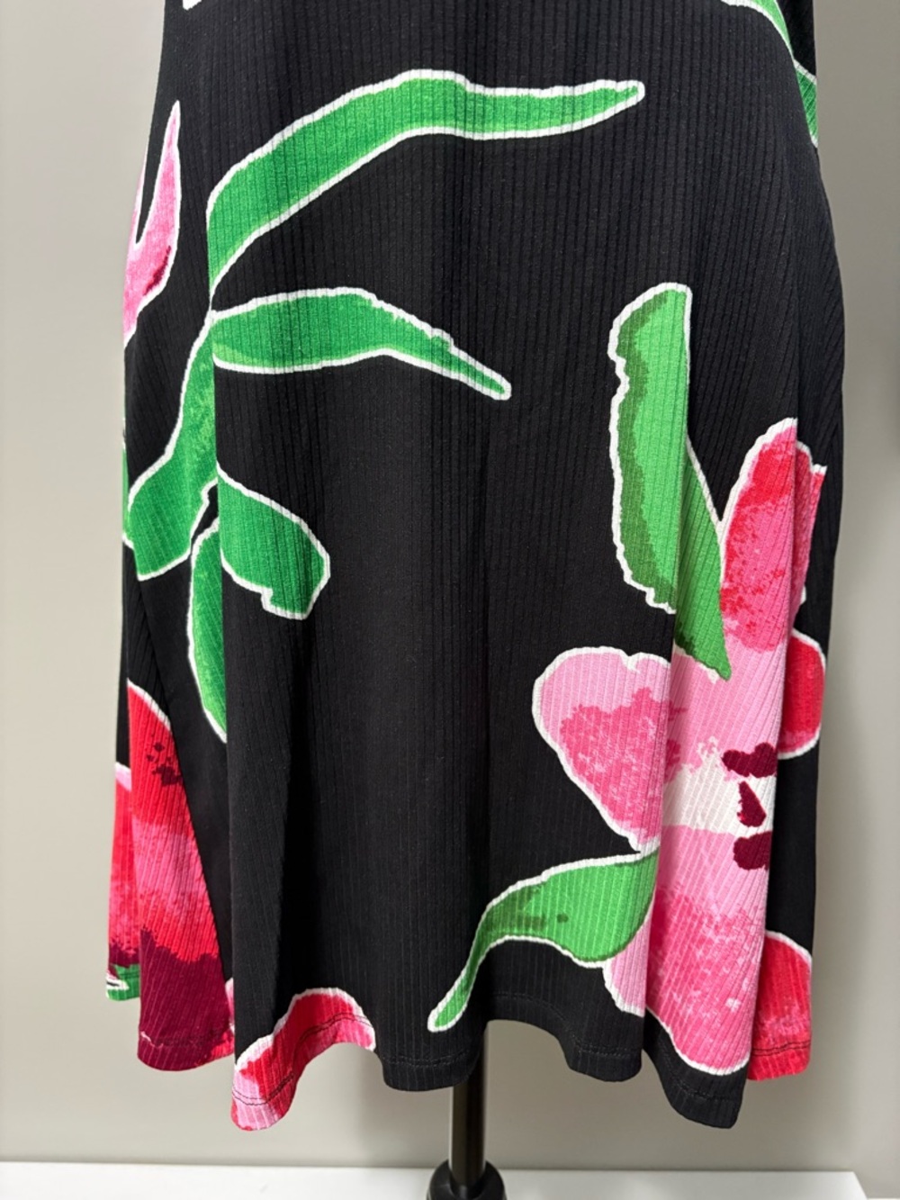 Desigual Floral Short Sleeve Mini Skater Dress Ribbed Knit - Picture 7 of 14
